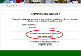 forgotten username / password